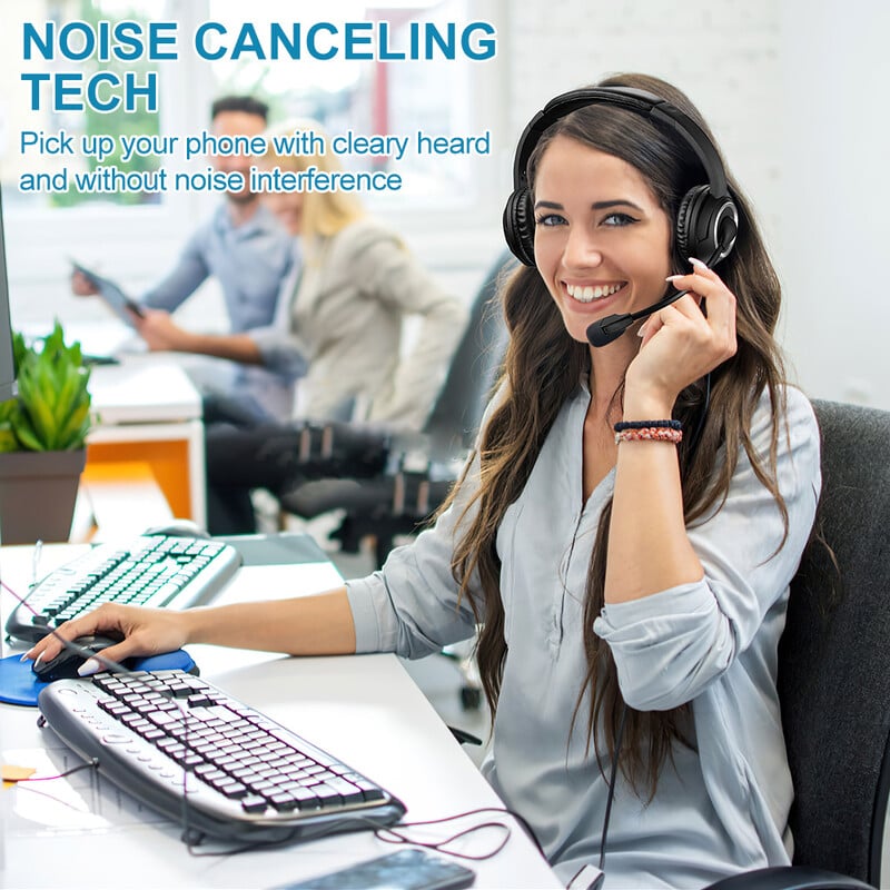 Laidinės USB ausinės skambučių centro ausinės su mikrofono triukšmo slopinimu per žaidimų ausines uždedamos ausinės, skirtos kompiuterio nešiojamam kompiuteriui