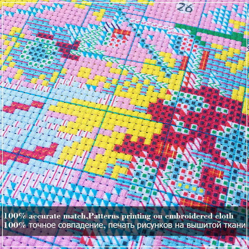 Zozack nyomtatott karácsonyi nyúl 11CT keresztszemes hímzőkészletek DMC pamutszálak kézműves otthoni dekoráció nyomtatott vászon