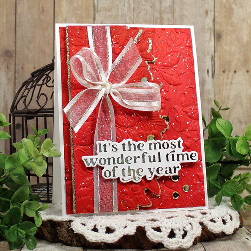 Mikulásvirág csengő és 3D dombornyomott keretes mappa barkácsoláshoz, üdvözlőlapok, papíralbumok, bélyegmentes fémvágó formák készítéséhez.