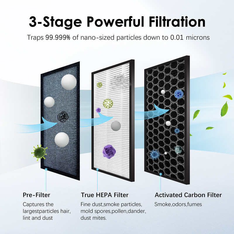 Rezerves H13 True Air Purifier HEPA filtrs + aktivētās ogles kompozītmateriāla daudzfunkcionāls filtrs, piemērots Sejoy AP-2202