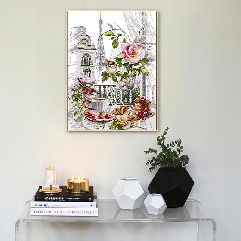 Joy Sunday French Breakfast Set za vezenje ubodnim križićima 14CT 16CT 11CT Kompleti za šivanje s bijelim otiskom Ručni rad DIY Home Decor