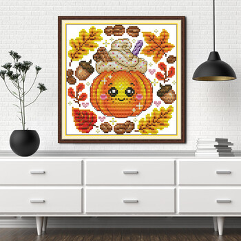 Joy Sunday Cross Stitch Kit Pumpkin Dessert Pattern Printed Counted Aida Fabric 16CT 14CT 11CT Art Craft DIY Ebroidery Kit New