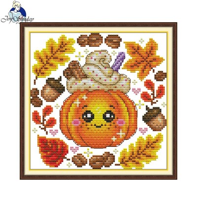 Džiaugsmo sekmadienio kryžminio dygsnio rinkinys Moliūgų deserto raštas spausdintas suskaičiuotas Aida audinys 16CT 14CT 11CT Art Craft DIY siuvinėjimo rinkinys Naujas