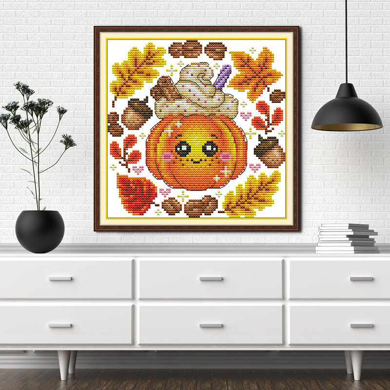 Džiaugsmo sekmadienio kryžminio dygsnio rinkinys Moliūgų deserto raštas spausdintas suskaičiuotas Aida audinys 16CT 14CT 11CT Art Craft DIY siuvinėjimo rinkinys Naujas