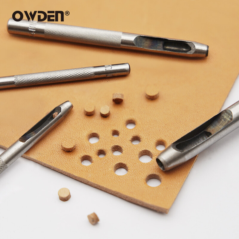 6 buc. Instrumente de perforare a găurilor din piele Perforator de găuri rotunde din oțel - tăietoare rotunde ascuțite, durabile pentru curele de ceas, curele, hârtie