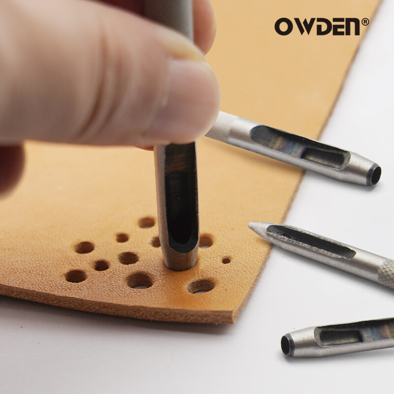 6 buc. Instrumente de perforare a găurilor din piele Perforator de găuri rotunde din oțel - tăietoare rotunde ascuțite, durabile pentru curele de ceas, curele, hârtie