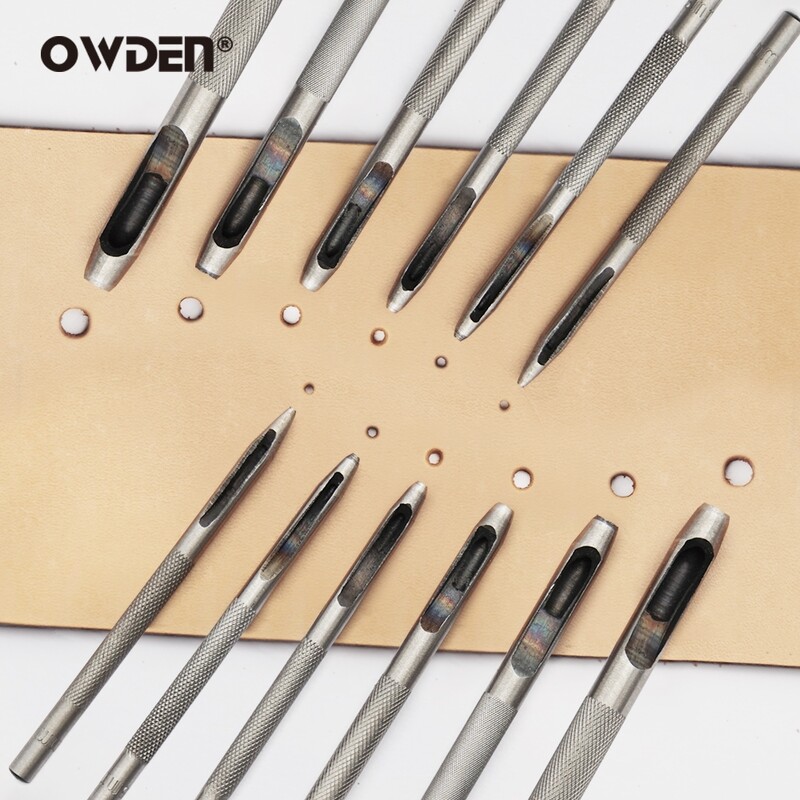 6 buc. Instrumente de perforare a găurilor din piele Perforator de găuri rotunde din oțel - tăietoare rotunde ascuțite, durabile pentru curele de ceas, curele, hârtie