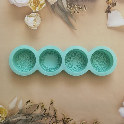 3D kézzel készített szilikon szappanforma 4 féle virágszappan készítő forma DIY kör alakú szappanok kézműves eszközök kerek holdtorta forma