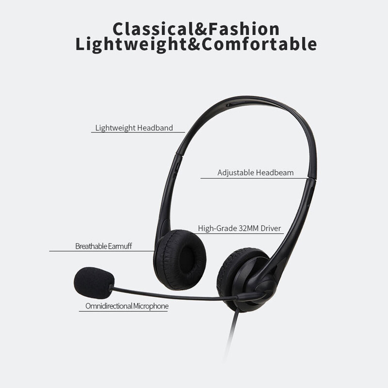 3,5 mm-es vezetékes fejhallgató Univerzális USB tábla fejhallgató zajszűrő mikrofonnal PC-hez Laptop Számítógép Videó Oktatás