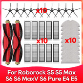 Kompatibilné s (Roborock S5, S5 Max, S6 MaxV, S6 Pure, E4, E5, S51, S52, S55) Valcová bočná kefa, filter, príslušenstvo k mopu.