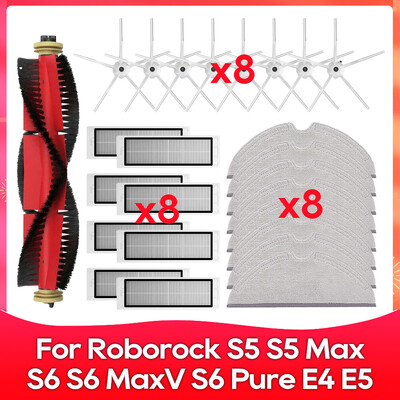 Kompatibilné s (Roborock S5, S5 Max, S6 MaxV, S6 Pure, E4, E5, S51, S52, S55) Valcová bočná kefa, filter, príslušenstvo k mopu.
