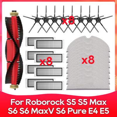 Kompatibilné s (Roborock S5, S5 Max, S6 MaxV, S6 Pure, E4, E5, S51, S52, S55) Valcová bočná kefa, filter, príslušenstvo k mopu.