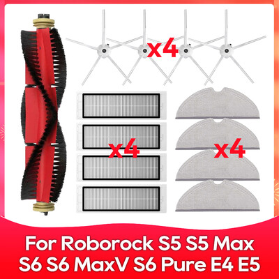 Kompatibilné s (Roborock S5, S5 Max, S6 MaxV, S6 Pure, E4, E5, S51, S52, S55) Valcová bočná kefa, filter, príslušenstvo k mopu.