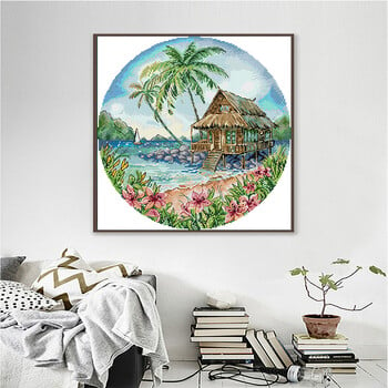 Joy Sunday Island View Pattern Kit Cross Stitch Kit DIY Arts Crafts Χειροποίητο Κέντημα Κεντήματα DMC Ολοκληρωμένο Σετ Διακόσμηση δωματίου στο σπίτι