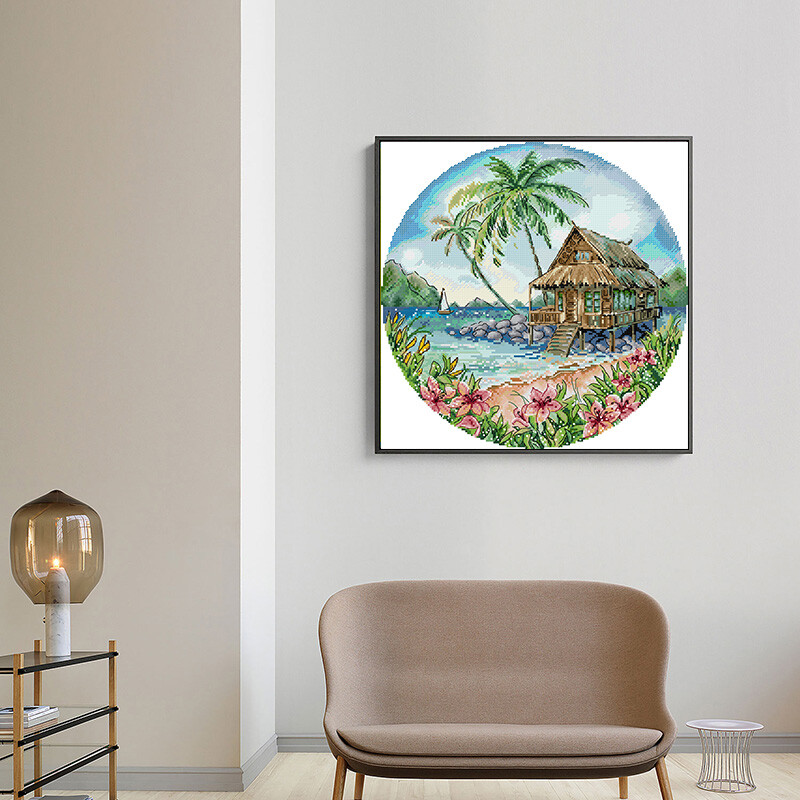 Joy Sunday Island View Pattern Setovi za vezenje križićem DIY Arts Crafts Ručni vez Ručni rad DMC Kompletan set Dekoracija kućne sobe