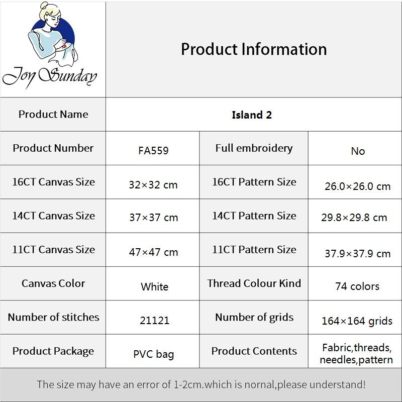 Joy Sunday Island View Pattern Setovi za vezenje križićem DIY Arts Crafts Ručni vez Ručni rad DMC Kompletan set Dekoracija kućne sobe