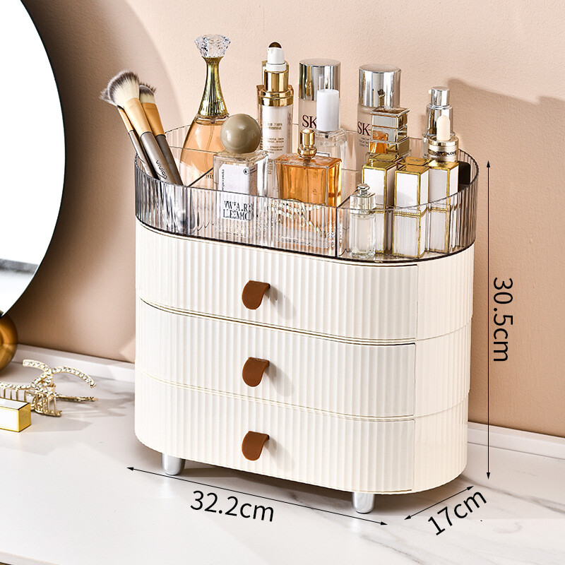 Buitinė lengvos ir prabangios kosmetikos stalinė laikymo dėžė miegamojo dulkėms atspari vonios kambario laikymo lentyna Daugiasluoksnė plastikinė dėžutė