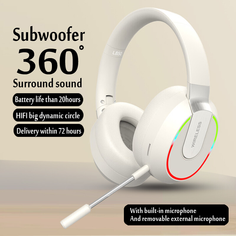 Herné slúchadlá s mikrofónom, Bluetooth, priestorový zvuk, stereo, bezdrôtové slúchadlá s USB a mikrofónom, farebné svetlo, PC, notebook, prijímač