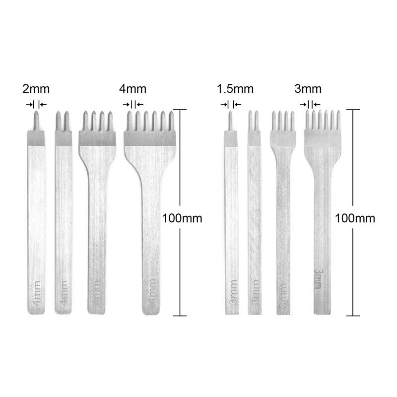 2 ks DIY nástroj na dierovanie kožených remesiel, šitie kože, šijacie dierovače 1/2/4/6, príslušenstvo na dierovanie kožených remesiel 3/4 mm