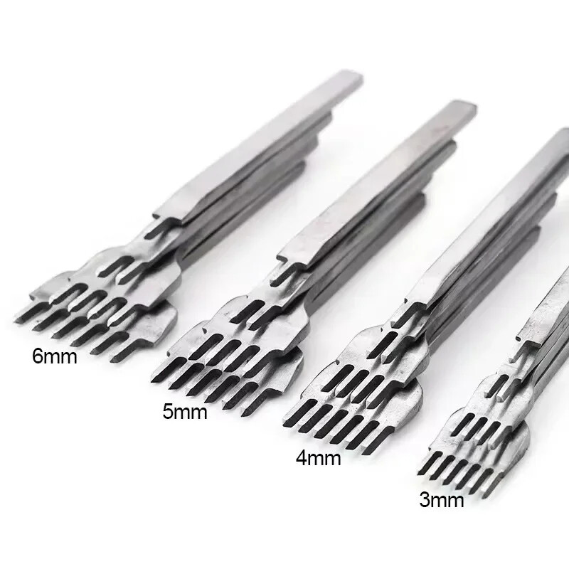 Odiniai rankdarbių įrankių skylių perforatoriai 3/4/5/6 mm 1-2-4-6 dantų susiuvimo štampavimo rinkiniai Odinis kaltas „pasidaryk pats“ susiuvimo kaltų rinkinys