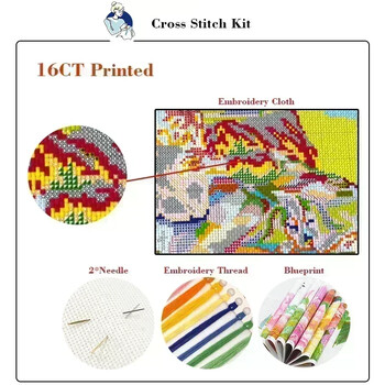 Σετ Cross Stitch Kit Joy Sunday Water Lily HD Pattern Printed Counted Fabric Aida 16CT 14CT 11CT DIY Ebroidery Kit Διακόσμηση σπιτιού Νέο