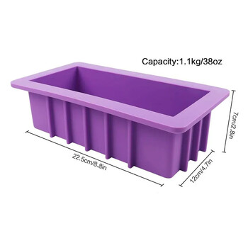 1100ml Φόρμα σαπουνιού σιλικόνης Εύκολη αφαίρεση Ορθογώνιο Καλούπι σιλικόνης τοστ Καλούπι σιλικόνης για κέικ για χειροποίητο εργαλείο παρασκευής σαπουνιού