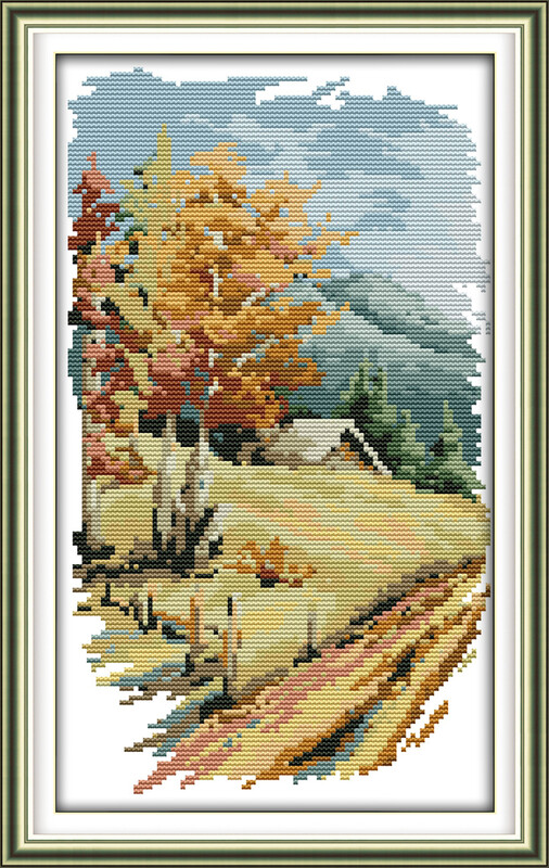 Joy Sunday Versiune lungă a celor patru anotimpuri Kit de broderie cu punct de cruce Imprimare pânză pictură modernă de artă de perete pentru decorarea interioară