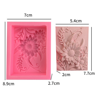 3D kvadratni cvijet ruže Silikonski kalup za sapun Ručno izrađeni reljef Krizantema Komplet za izradu gipsane smole DIY Alati za pečenje ukrasa za kolače