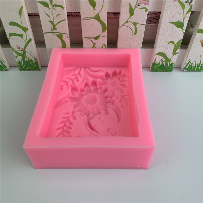 3D kvadratni cvijet ruže Silikonski kalup za sapun Ručno izrađeni reljef Krizantema Komplet za izradu gipsane smole DIY Alati za pečenje ukrasa za kolače