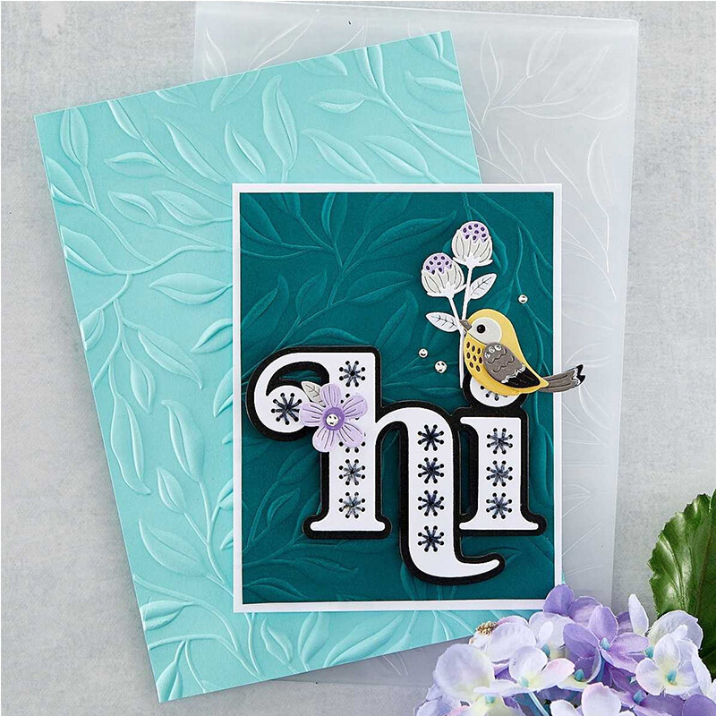 Nový 3D reliéfny priečinok - zelený list - používaný na ručne vyrobené pozadie s písmenami na pohľadnicu, scrapbooking