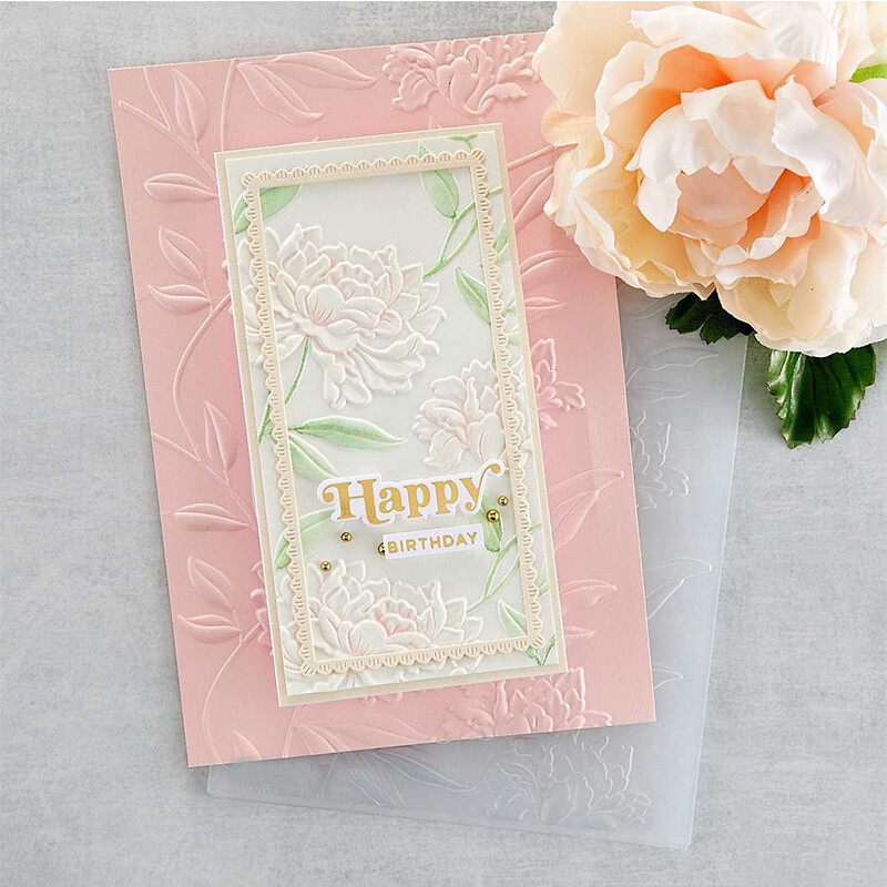 Új 3D dombornyomott mappa - Gyönyörű virágok - Kézzel készített levélháttérrel készült üdvözlőlaphoz használt