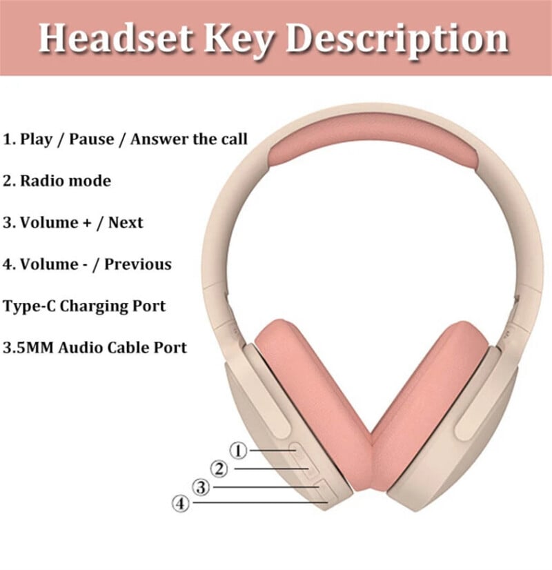P2961 Bezdrôtové slúchadlá cez uši Stereo HIFI slúchadlá TF/AUX Prehrávač hudby Skladacie slúchadlá pre smartfón a notebook