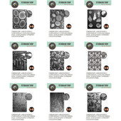 Naujai gauti 3D reljefiniai aplankai su šaukštų raštais, drugeliais, įrankių dėžute, akinančiomis kriauklėmis, išblunkančia kelių lygių tekstūra ir