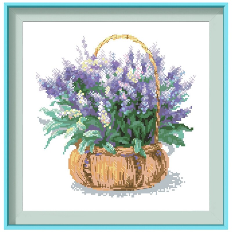 Kompleti za vezenje križićem boje francuske lavande, crtani uzorak, 18ct, 14ct, bijela tkanina, pamučni konac, DIY komplet za vezenje