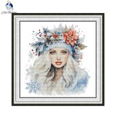 Tél angyala mintás keresztszemes szett Joy Sunday Aida 16/14/11CT Számolt nyomtatott vászontű Tű Kézműves barkács hímzőkészlet