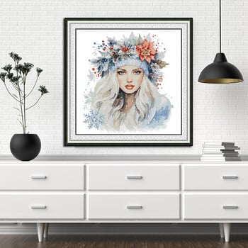 Angel of Winter Pattern Cross Stitch Kit Joy Sunday Aida 16/14/11CT Counted Printed Canvas Needel Art Crafts Kit DIY Ebroidery