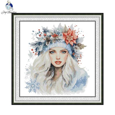 Tél angyala mintás keresztszemes szett Joy Sunday Aida 16/14/11CT Számolt nyomtatott vászontű Tű Kézműves barkács hímzőkészlet