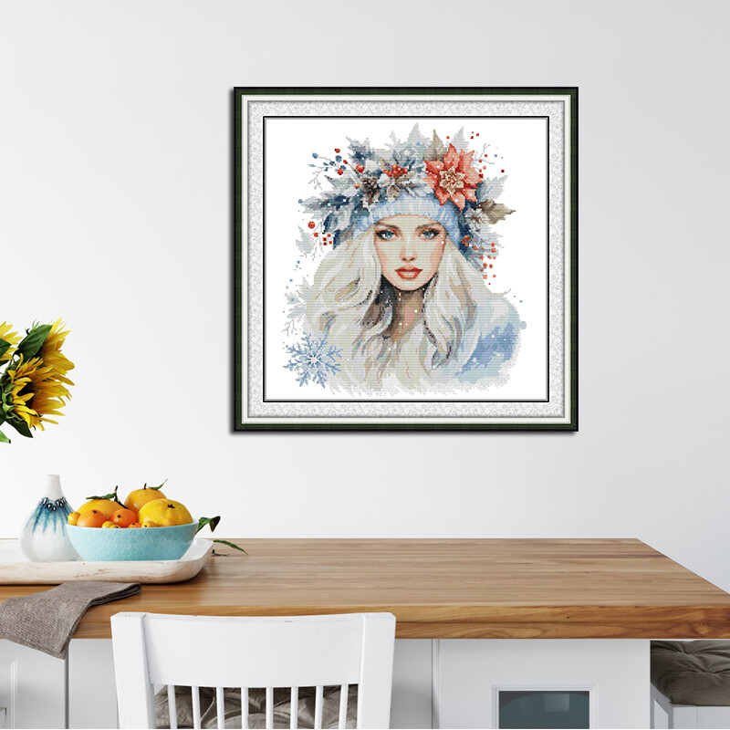 Tél angyala mintás keresztszemes szett Joy Sunday Aida 16/14/11CT Számolt nyomtatott vászontű Tű Kézműves barkács hímzőkészlet