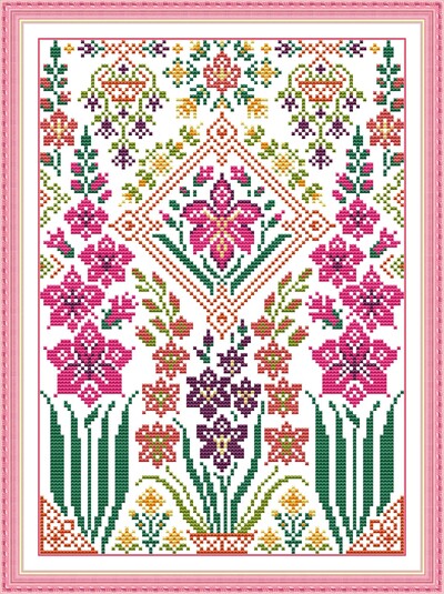 Joy Sunday Kit punct de cruce pre-imprimat Model ușor Aida Ștampilată țesătură Set de broderie-flori brodate