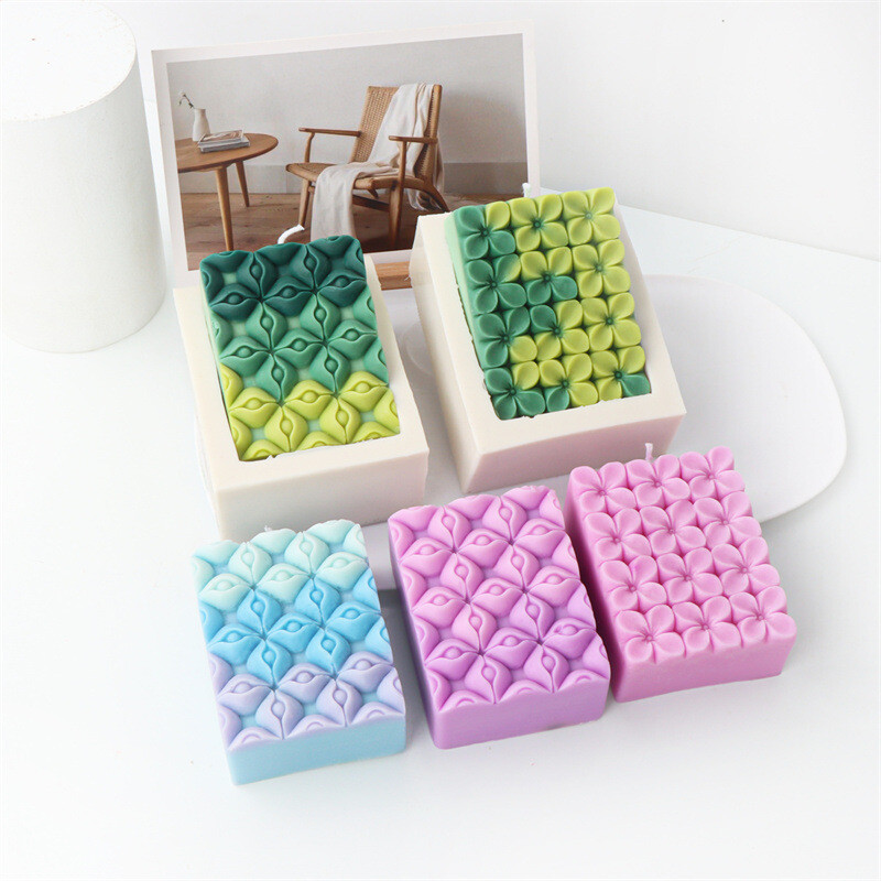 Négyzet alakú virág kézzel készített szappan szilikon forma lóhere flip gyertya gyanta gipsz forma csokoládé jégkészítő készlet parti lakberendezési ajándékok