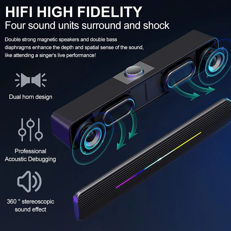 Žičani zvučnik Snažni računalni zvučnik HIFI Stereo Soundbar AUX 3,5 mm Jack Surround Audio Sound Box za PC Laptop Tablet Telefon