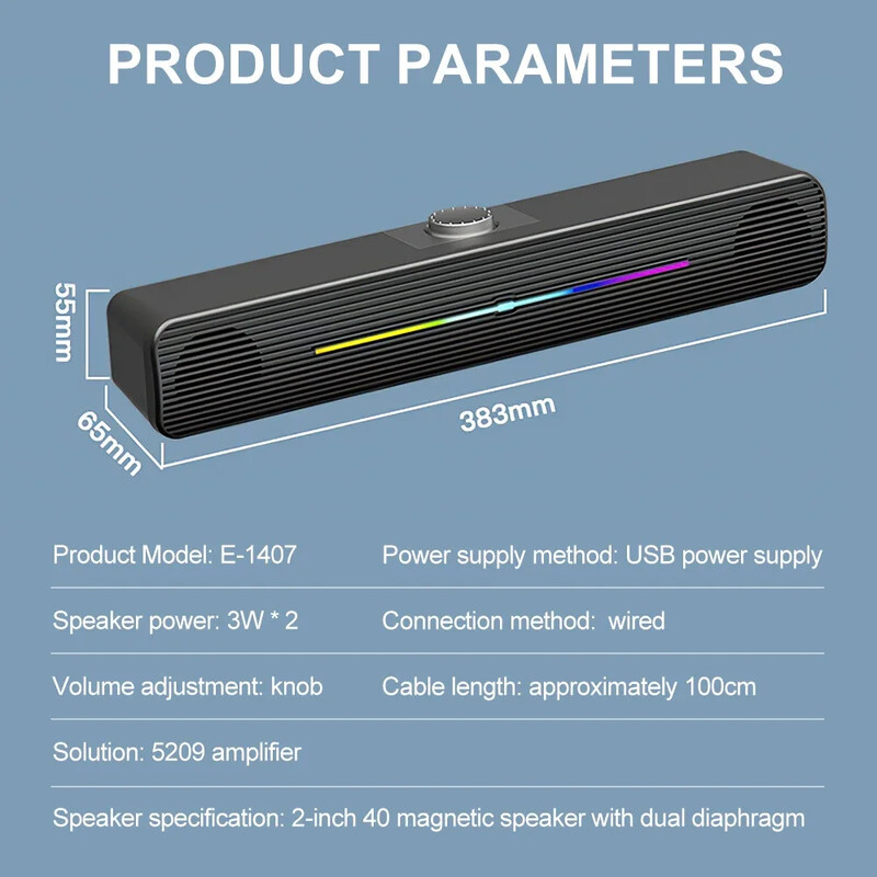 Žičani zvučnik Snažni računalni zvučnik HIFI Stereo Soundbar AUX 3,5 mm Jack Surround Audio Sound Box za PC Laptop Tablet Telefon