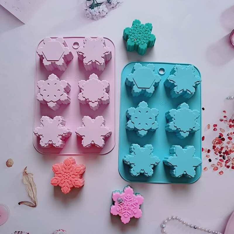 1db hópehely formájú kézzel készített szappanforma szilikon tortaforma sütődíszítő forma DIY karácsonyi cukorka forma