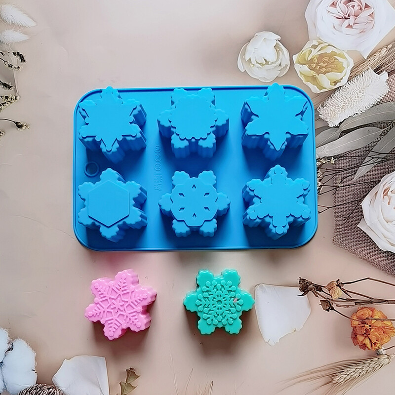 1db hópehely formájú kézzel készített szappanforma szilikon tortaforma sütődíszítő forma DIY karácsonyi cukorka forma