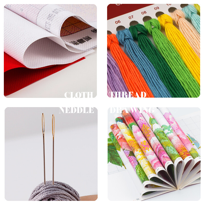 Joy Sunday Kit cu punct de cruce Cadou de Crăciun Mașină 14CT Imprimat Kit de broderie cu punct de cruce Țesătură imprimată Kit de cusut încrucișat