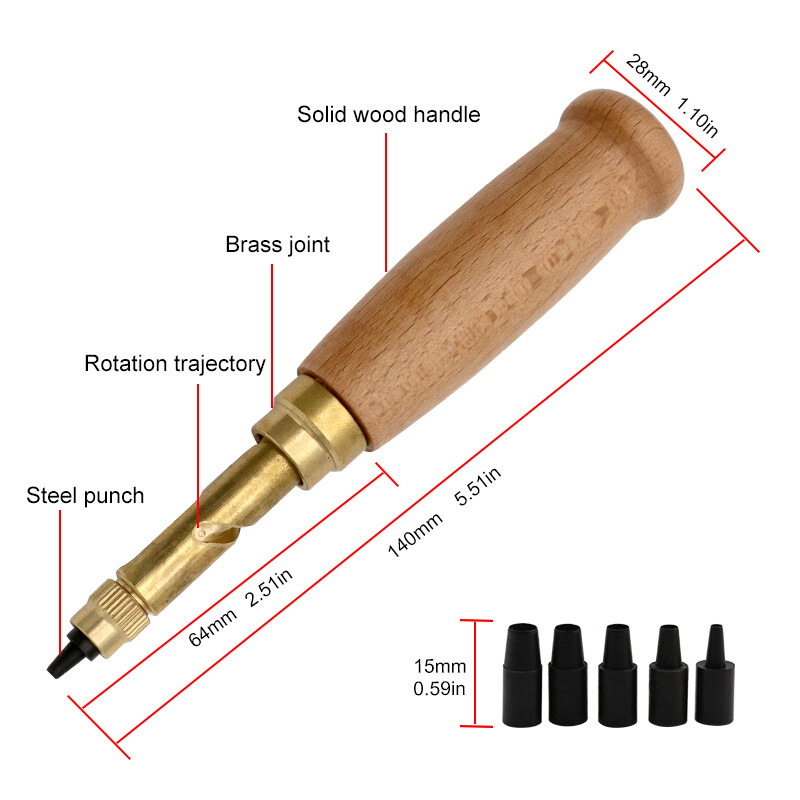 Automaatne rihmapunch, 6 otsaga, nahast kruviaukude puur