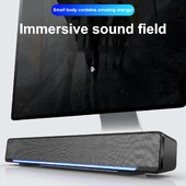 Led 3D Surround Soundbar Bluetooth 5.0 Skaļrunis Vadu Datora Skaļruņi Zemfrekvences skaļrunis Stereo skaņas josla datoram klēpjdators teātris TV USB