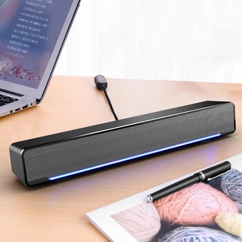 Led 3D Surround Soundbar Ηχείο Bluetooth 5.0 Ενσύρματα ηχεία υπολογιστή Subwoofer Στερεοφωνική γραμμή ήχου για υπολογιστή Laptop Theatre Τηλεόραση USB