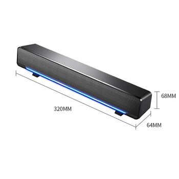 Led 3D Surround Soundbar Ηχείο Bluetooth 5.0 Ενσύρματα ηχεία υπολογιστή Subwoofer Στερεοφωνική γραμμή ήχου για υπολογιστή Laptop Theatre Τηλεόραση USB