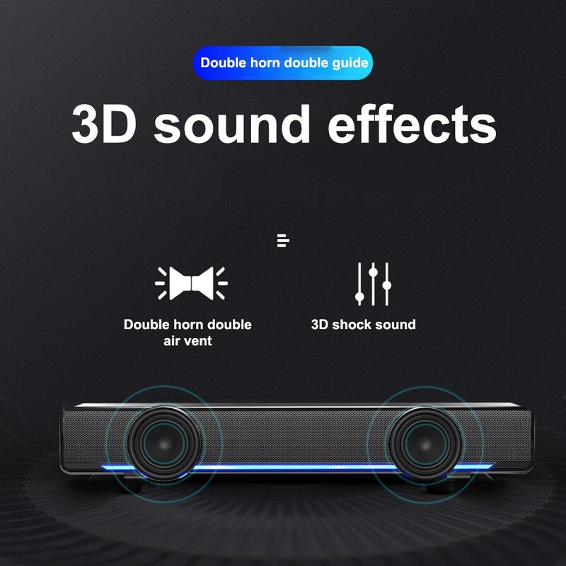 Led 3D Surround Soundbar Bluetooth 5.0 Skaļrunis Vadu Datora Skaļruņi Zemfrekvences skaļrunis Stereo skaņas josla datoram klēpjdators teātris TV USB